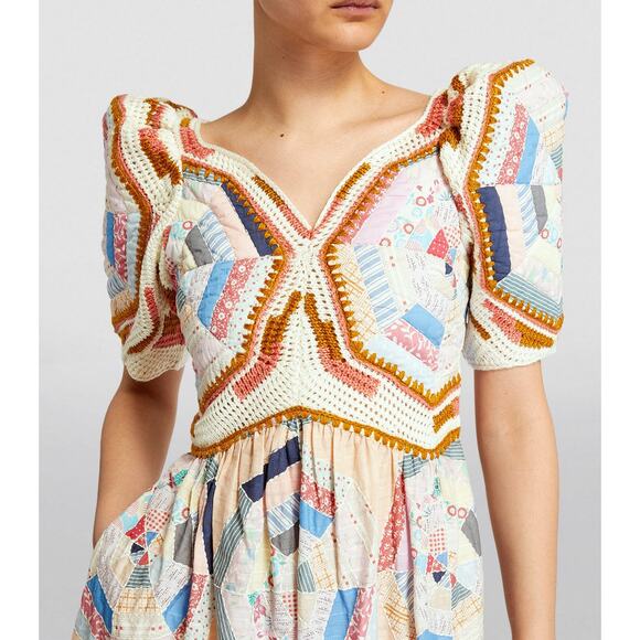 Sea New York Quin Mini Dress patchwork knit quilted BoHo size extra small XS - Picture 3 of 15